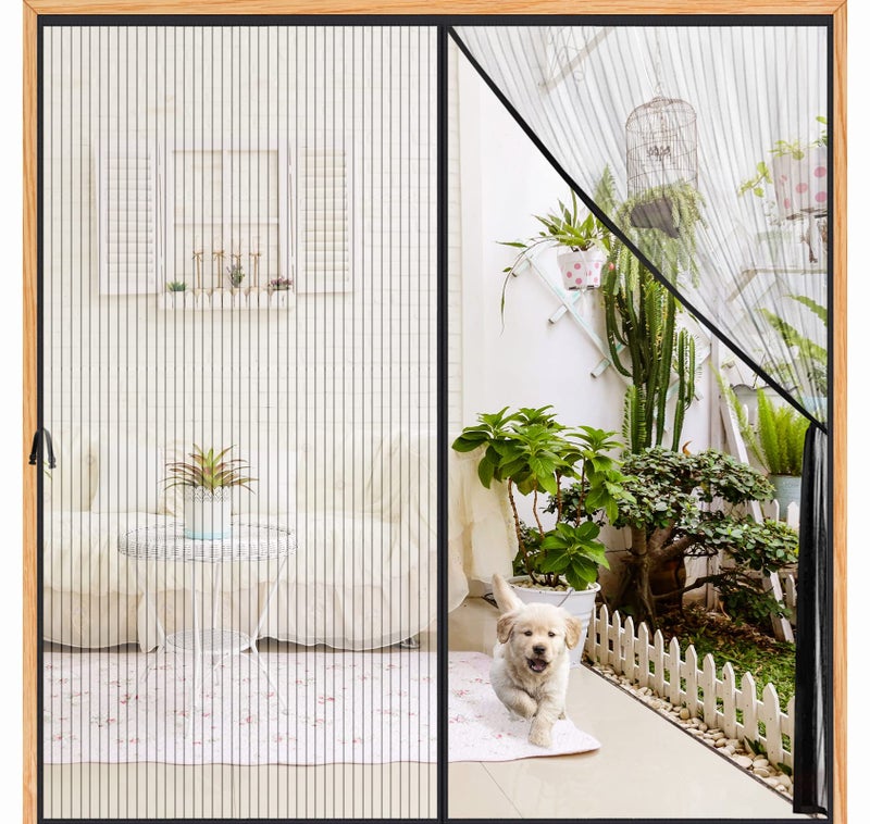 Elytsemoh Magnetic Sliding Screen Door-Fit 72x80inch Door-Screen Door Itself Size 74x81inch-Screen Door Mesh for Sliding Glass Door French Door Keeps Bugs Mosquito Out for Interior Door Patio Outdoor Sun House - Image 1